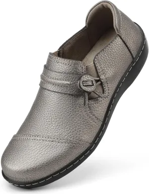 LAZYPOP Women's Classic Comfort Leather Loafers Cute Slip-Ons Casual Dress Shoes Lightweight Walking Flats Everyday Work Shoes
