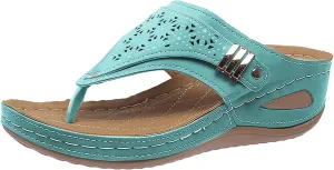 Leather Sandals Women 2025 Summer Comfortable Slip on Orthopedic Sandals Arch Support Wedge Sandal Beach Flip Flops