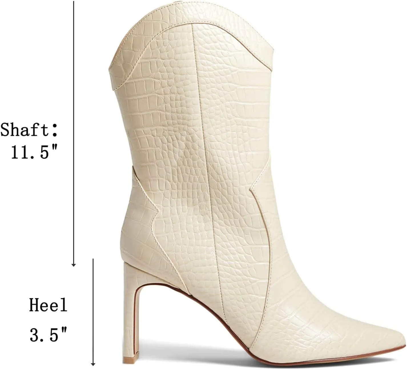 LEHOOR Women High Chunky Heel Cowboy Ankle Boots Pointed Toe Mid Calf Western Booties Crocodile 3.5 inch Thick Heel Short Cowgirl Boots Zipper Matte Animal Print Sexy Sexy 4-11 M US