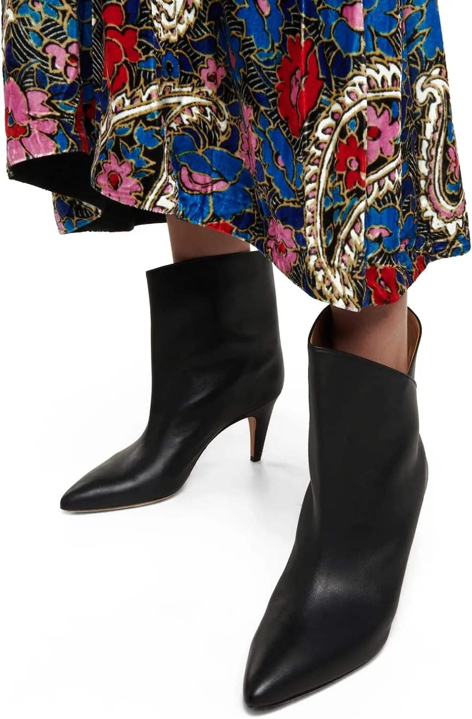LEHOOR Women Kitten Heel Ankle Boots Wide Calf Pointed Toe Slouchy Western Cowgirl Boots Pull On Low Heel Dress Combat Booties Low Cut Ladies Dressy Casual Comfortable Winter Fall Shoes 4-11 M US