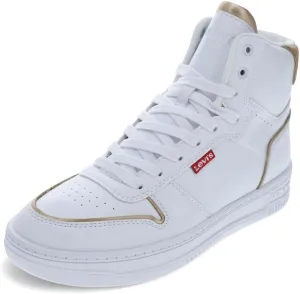 Levi's Women's Drive Hi Sneaker, White/Gold, 8.5