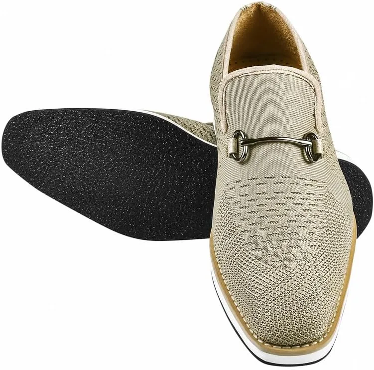 LIBERTYZENO Mens Canvas Textile & Suede Leather Adults Noble Penny Loafers Slip On Prom & Wedding Party Shoes for Prom Graduation