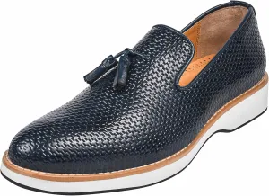 LIBERTYZENO Mens Tassel Knitted Print Manmade Leather Adults Noble Penny Loafers Slip On Shoes for Prom Graduation