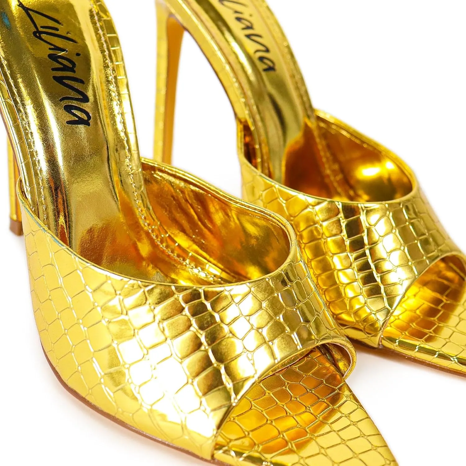 Liliana Women Pointed Toe Slip on Stiletto Heels Sandals