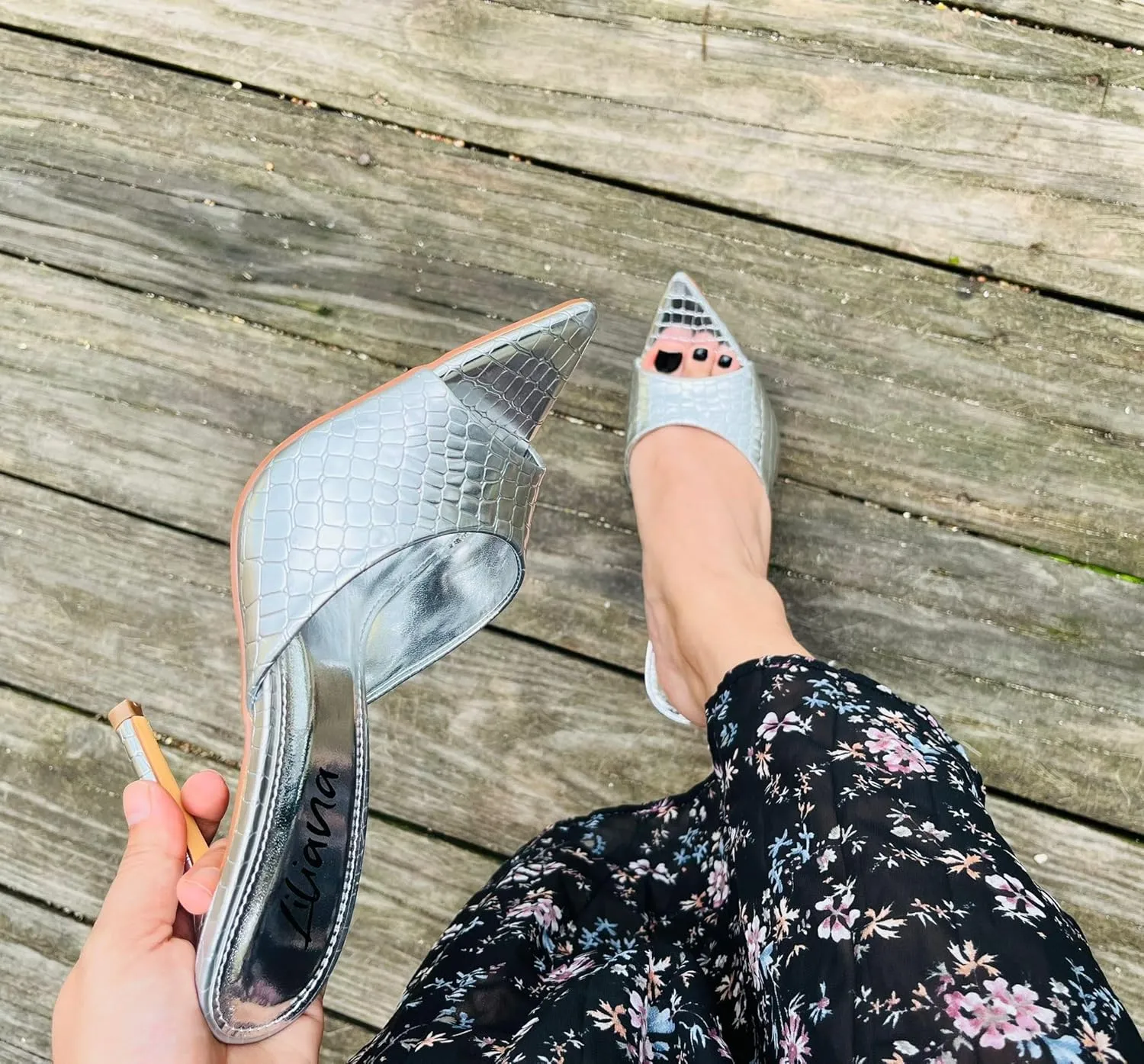 Liliana Women Pointed Toe Slip on Stiletto Heels Sandals