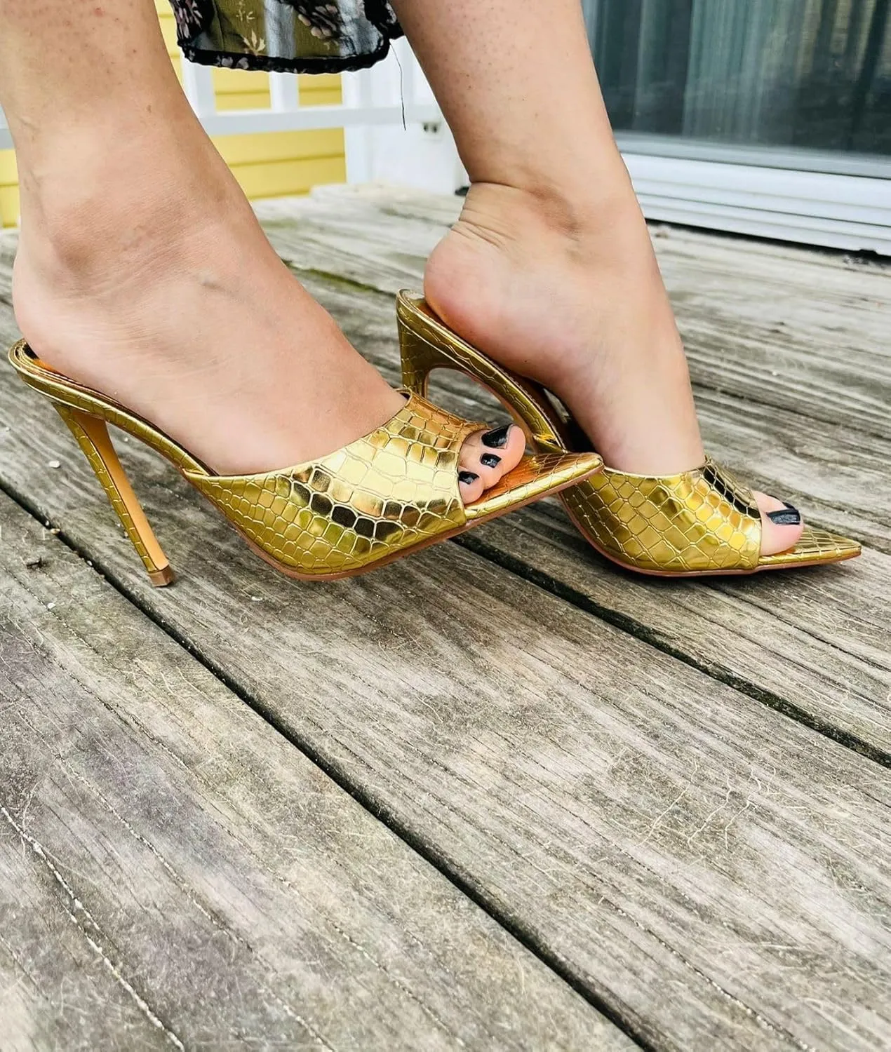 Liliana Women Pointed Toe Slip on Stiletto Heels Sandals