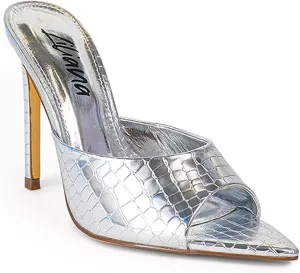 Liliana Women Pointed Toe Slip on Stiletto Heels Sandals