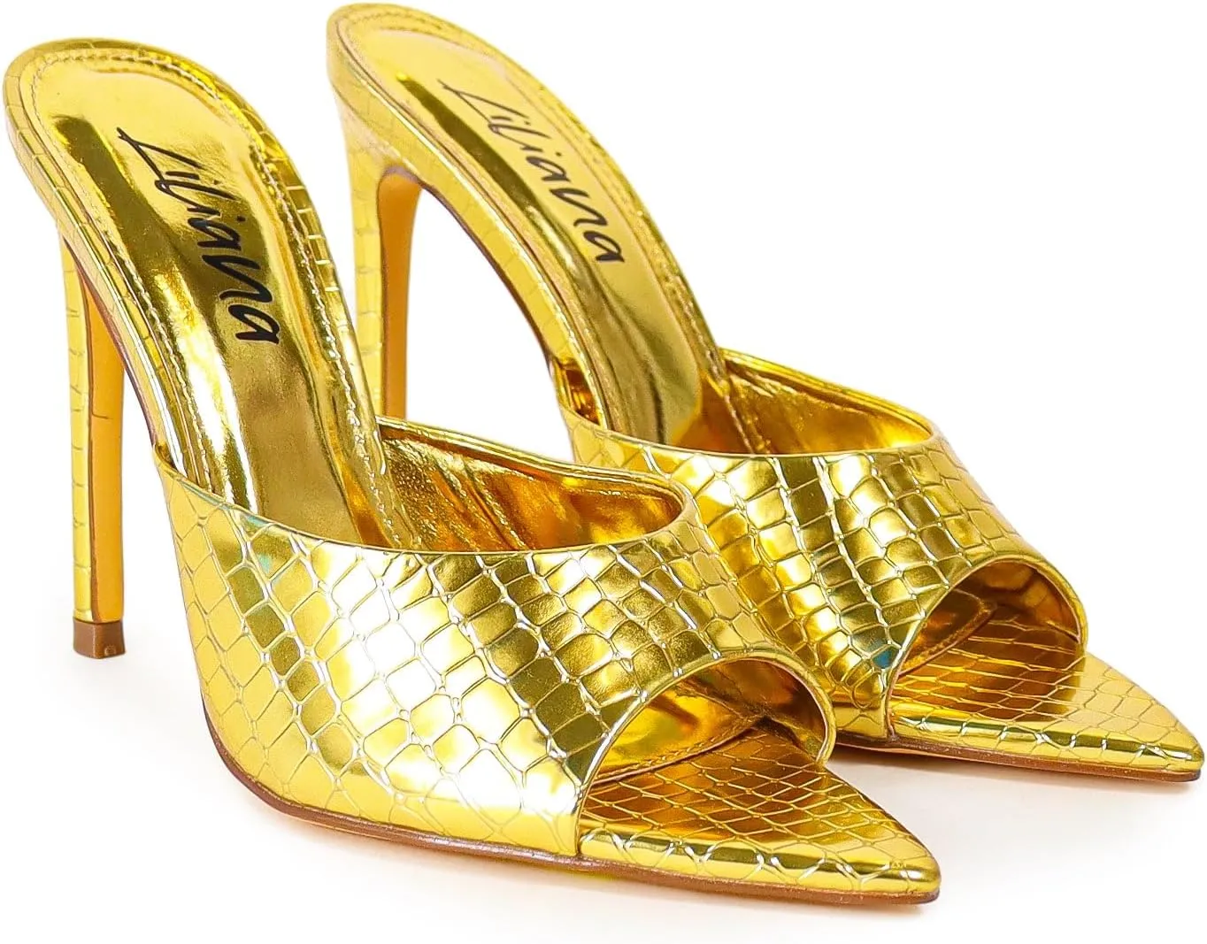 Liliana Women Pointed Toe Slip on Stiletto Heels Sandals