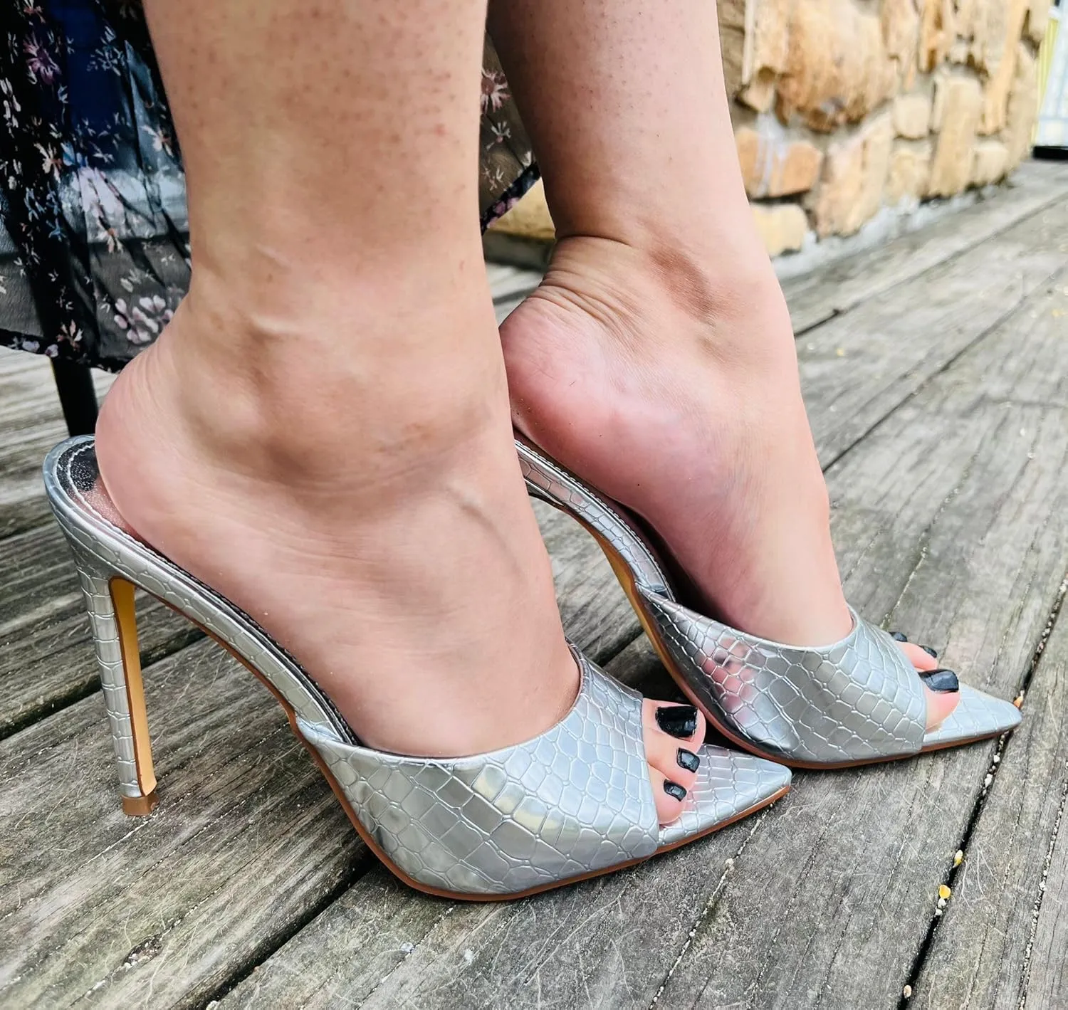Liliana Women Pointed Toe Slip on Stiletto Heels Sandals