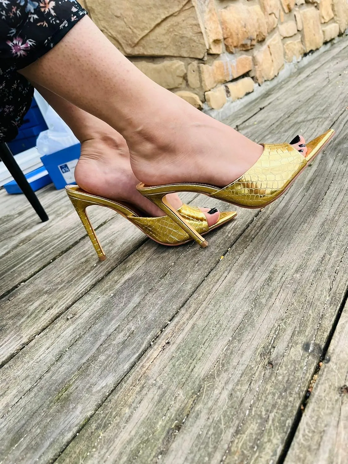 Liliana Women Pointed Toe Slip on Stiletto Heels Sandals