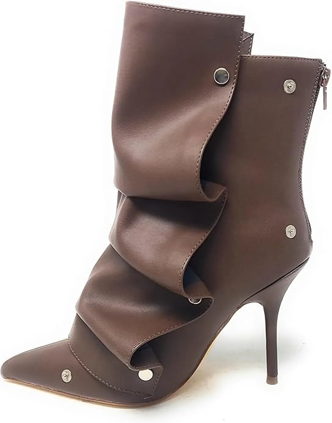 Liliana Women's Pointed Toe High Heels Button Detachable Fold Over Boots