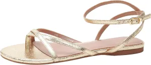 Linea Paolo - LUZ - Womens Strappy Ankle Wrap Flat Leather Sandals