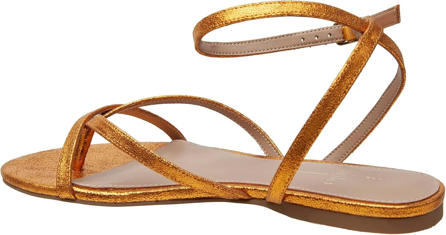 Linea Paolo - LUZ - Womens Strappy Ankle Wrap Flat Leather Sandals