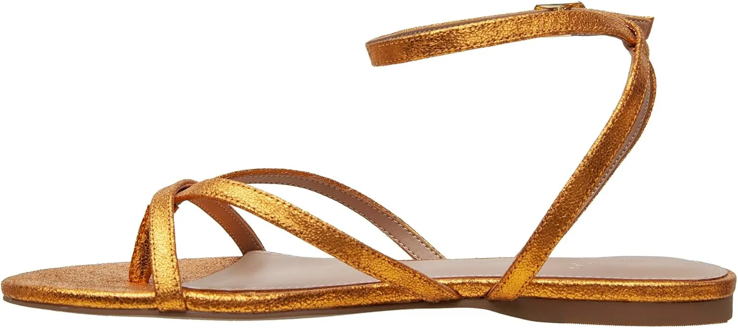 Linea Paolo - LUZ - Womens Strappy Ankle Wrap Flat Leather Sandals