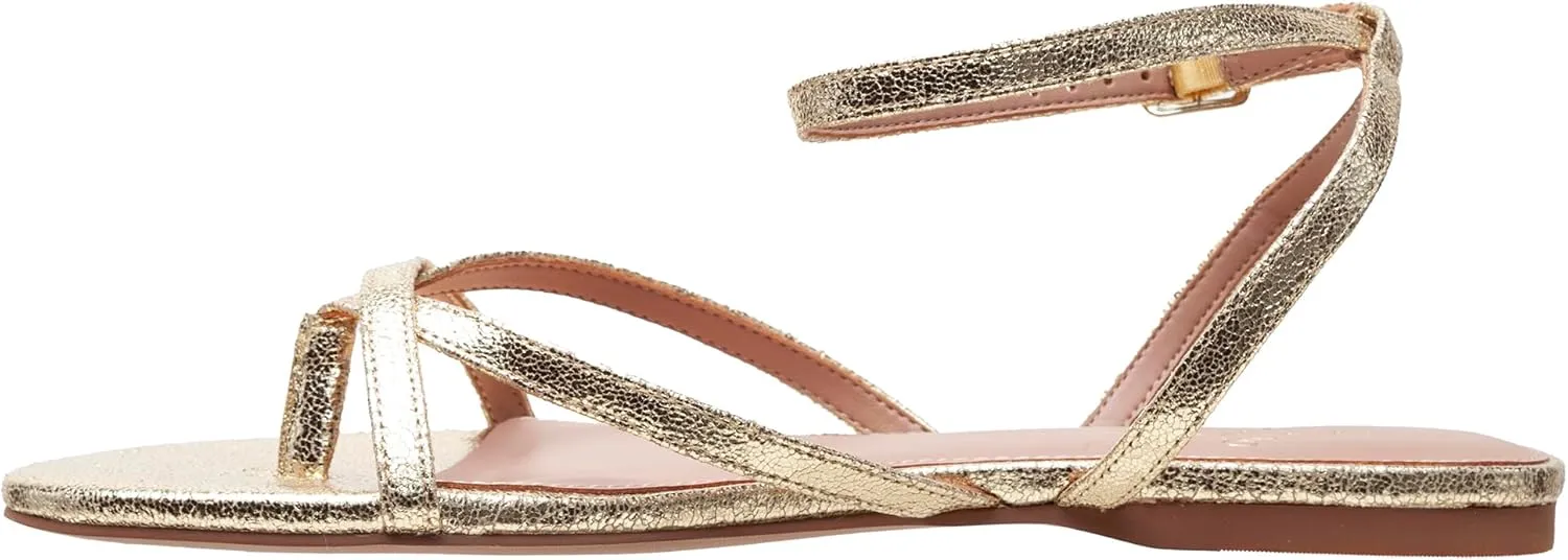 Linea Paolo - LUZ - Womens Strappy Ankle Wrap Flat Leather Sandals