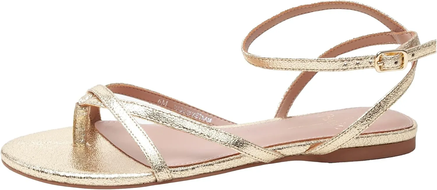 Linea Paolo - LUZ - Womens Strappy Ankle Wrap Flat Leather Sandals
