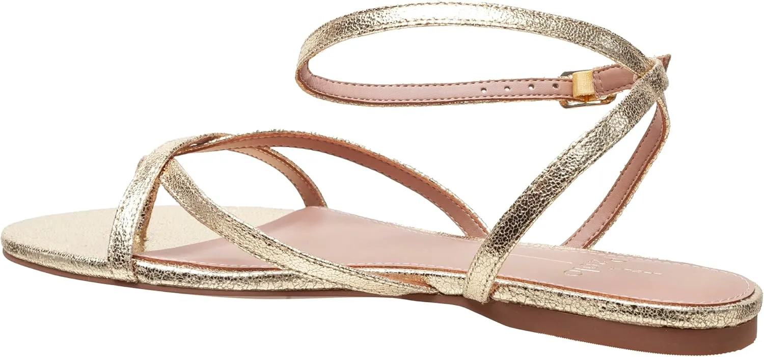 Linea Paolo - LUZ - Womens Strappy Ankle Wrap Flat Leather Sandals