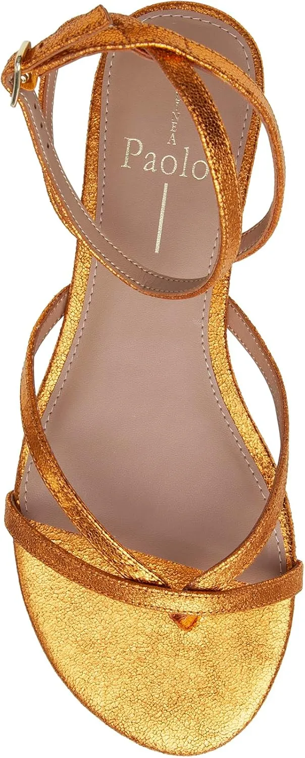 Linea Paolo - LUZ - Womens Strappy Ankle Wrap Flat Leather Sandals