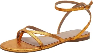 Linea Paolo - LUZ - Womens Strappy Ankle Wrap Flat Leather Sandals