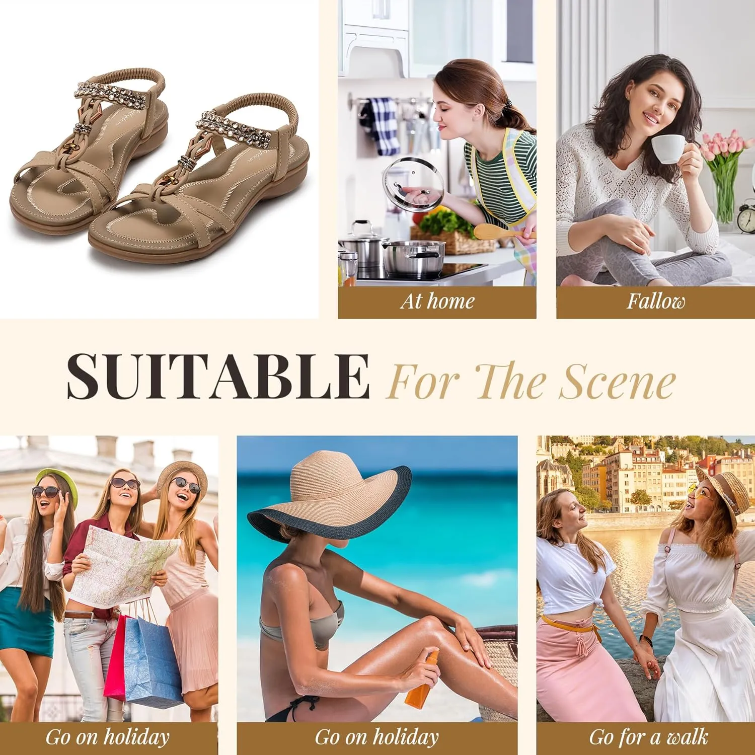 Littleplum Womens Sandals Arch Support Slingback Rhinestone Dressy Sandals Comfort Summer Shoes Ankle Strap Elastic Flats for Beach Walking