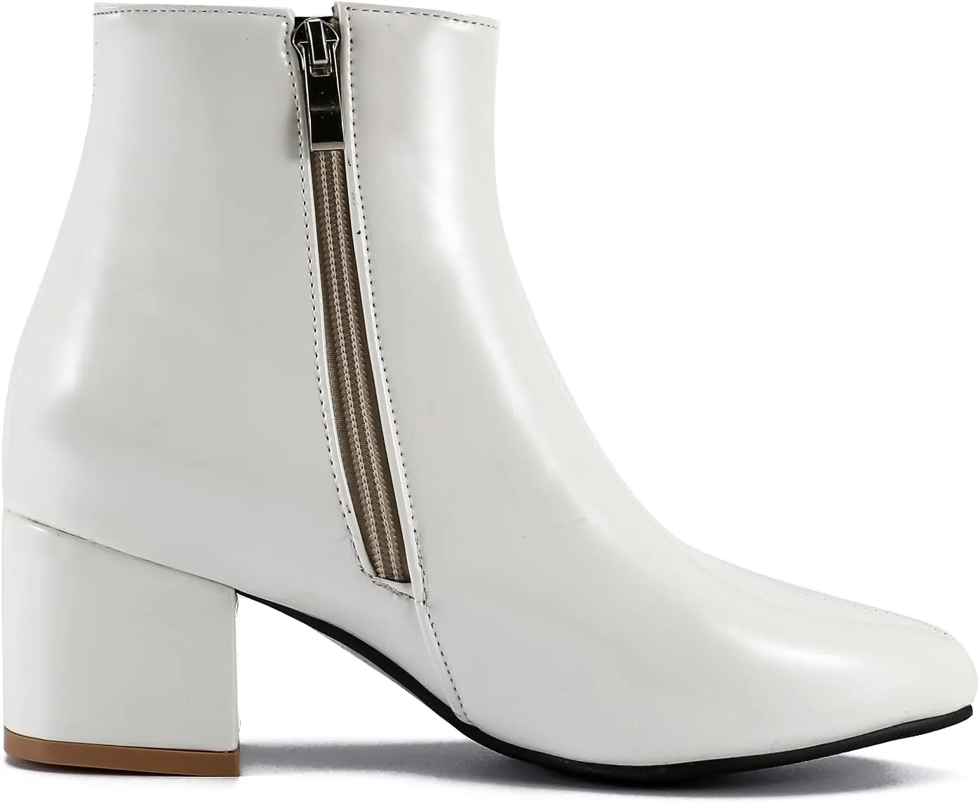 LIURUIJIA Womens Pointed Toe Ankle Boots Mid Chunky Heel Side Zipper Lined Fall Winter Fashion Boots