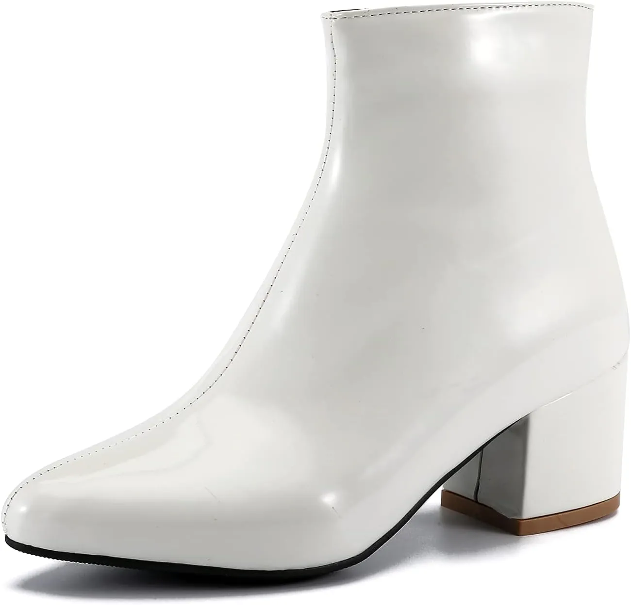LIURUIJIA Womens Pointed Toe Ankle Boots Mid Chunky Heel Side Zipper Lined Fall Winter Fashion Boots