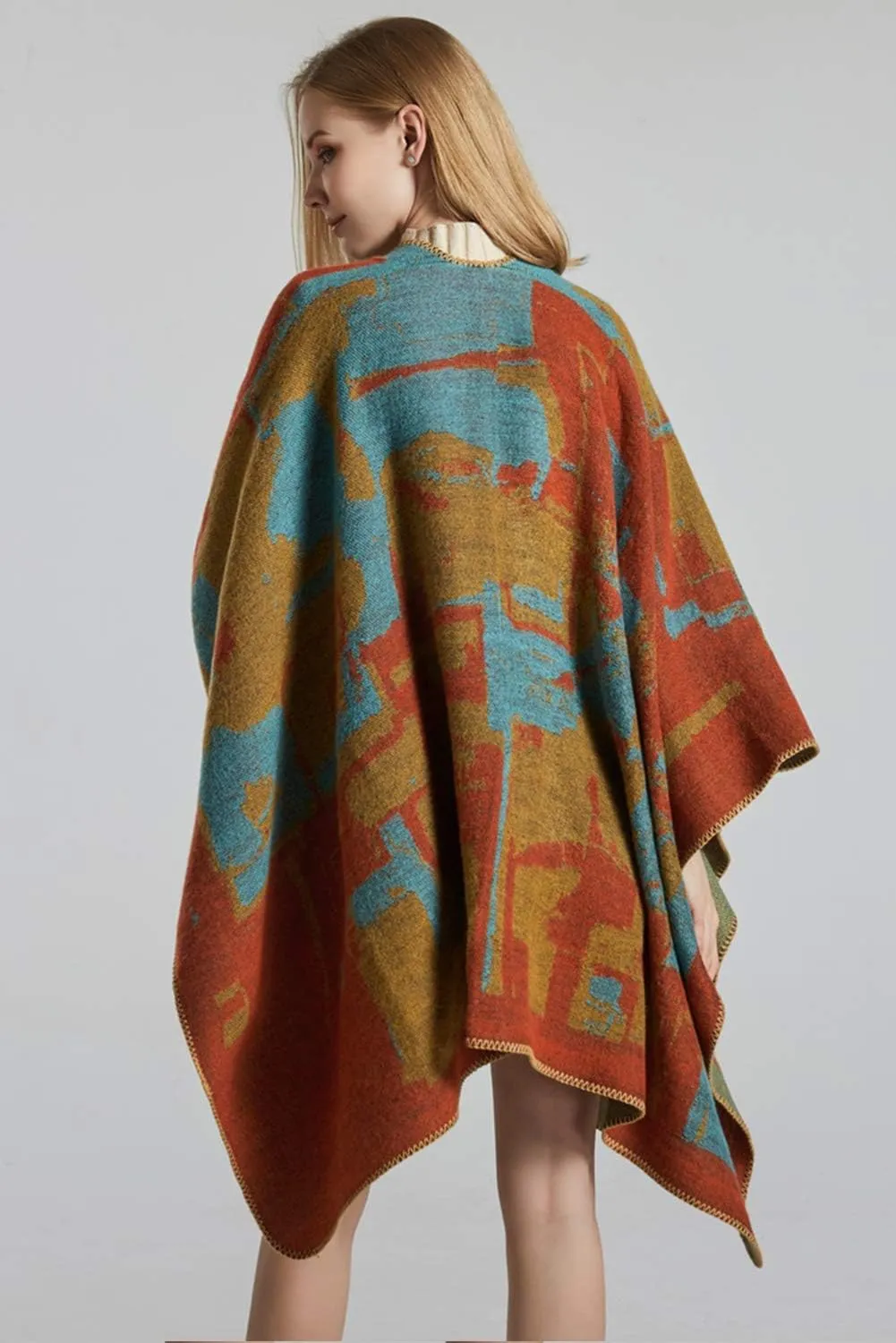 Lncropo Women's Shawls Wraps Winter Open Front Poncho Cape Oversized Cardigan Sweater