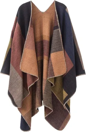 Lncropo Women's Shawls Wraps Winter Open Front Poncho Cape Oversized Cardigan Sweater