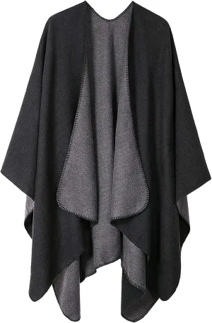 Lncropo Women's Shawls Wraps Winter Open Front Poncho Cape Oversized Cardigan Sweater