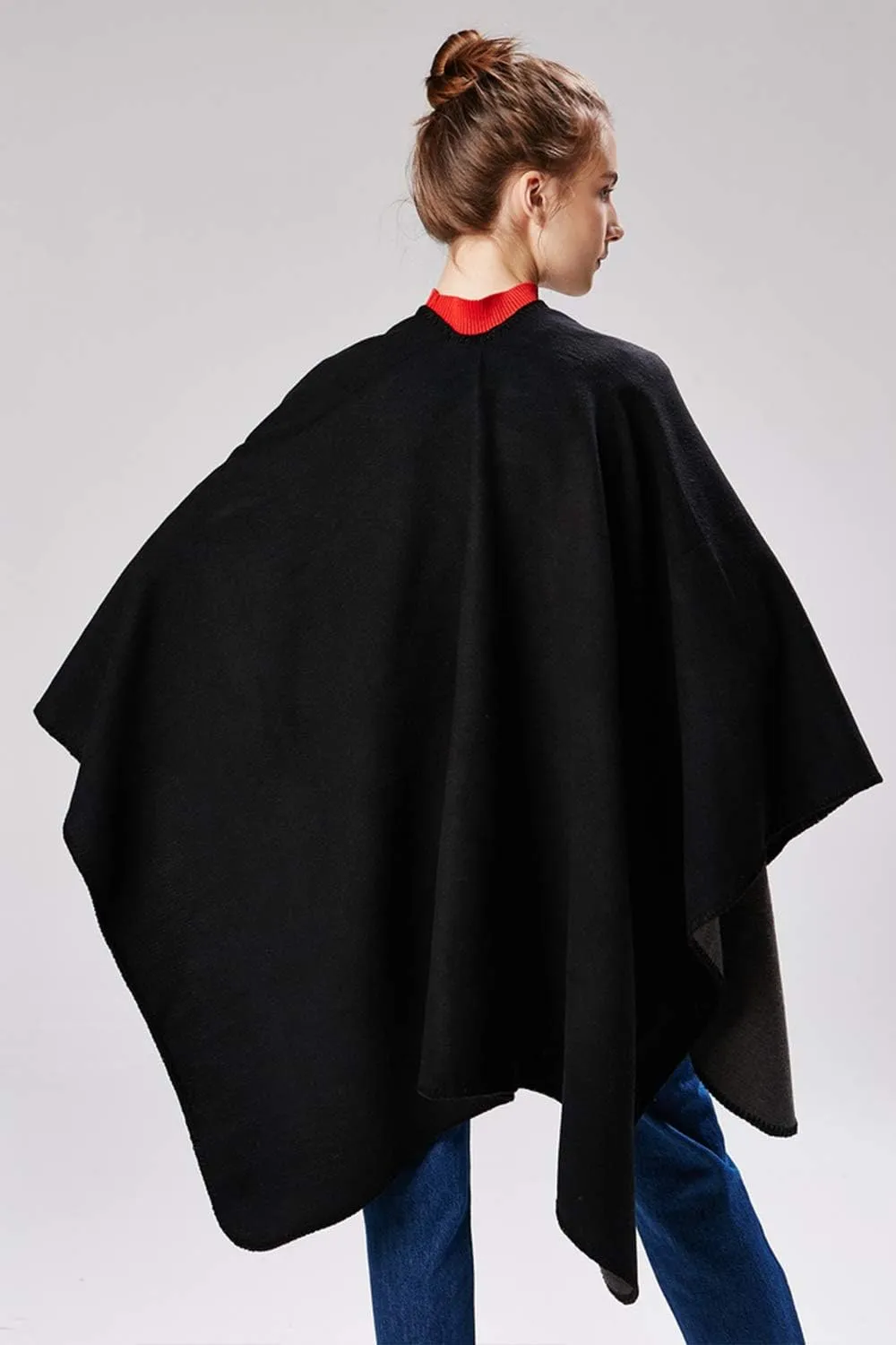 Lncropo Women's Shawls Wraps Winter Open Front Poncho Cape Oversized Cardigan Sweater