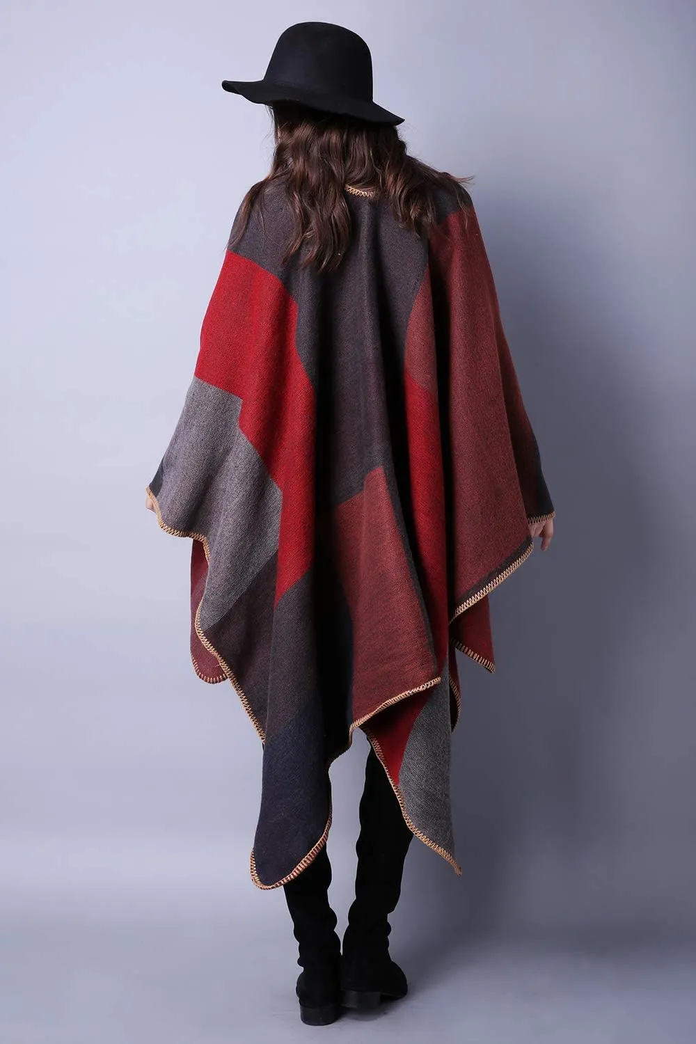 Lncropo Women's Shawls Wraps Winter Open Front Poncho Cape Oversized Cardigan Sweater