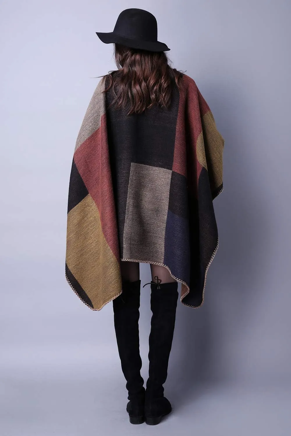 Lncropo Women's Shawls Wraps Winter Open Front Poncho Cape Oversized Cardigan Sweater