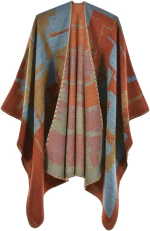 Lncropo Women's Shawls Wraps Winter Open Front Poncho Cape Oversized Cardigan Sweater