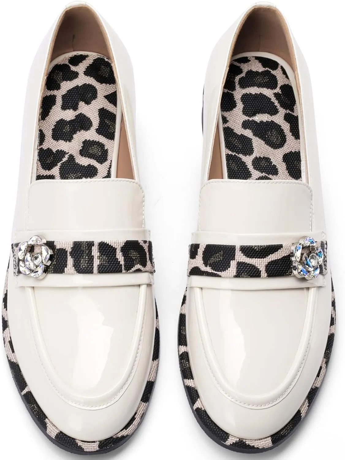 Loafers for Women Dress Flats Slip On Wide Casual Patent Leather Shoes Comfortable Chunky Block Low Heels Penny Ladies Trendy Mocasines Moccasins 1 Inch Zapatos para Mujer