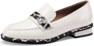 Loafers for Women Dress Flats Slip On Wide Casual Patent Leather Shoes Comfortable Chunky Block Low Heels Penny Ladies Trendy Mocasines Moccasins 1 Inch Zapatos para Mujer