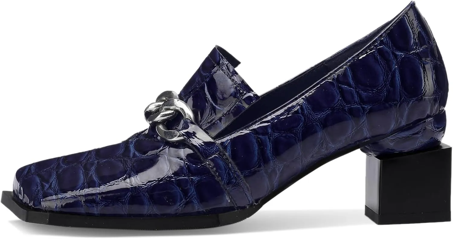 Loafers for Women Patent Leather Buckle Square Toe Chunky Block Dress Slip On Wide Casual Comfortable Dressy High Heels Ladies Comfort Moccasins Elegantes 2 Inch Shoes