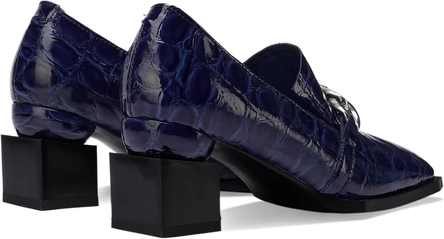 Loafers for Women Patent Leather Buckle Square Toe Chunky Block Dress Slip On Wide Casual Comfortable Dressy High Heels Ladies Comfort Moccasins Elegantes 2 Inch Shoes