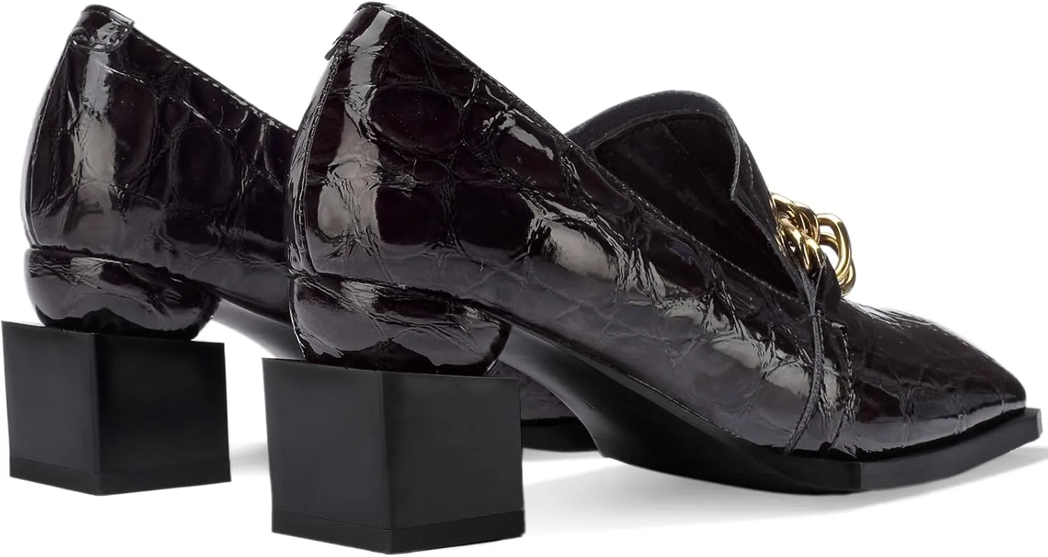 Loafers for Women Patent Leather Buckle Square Toe Chunky Block Dress Slip On Wide Casual Comfortable Dressy High Heels Ladies Comfort Moccasins Elegantes 2 Inch Shoes