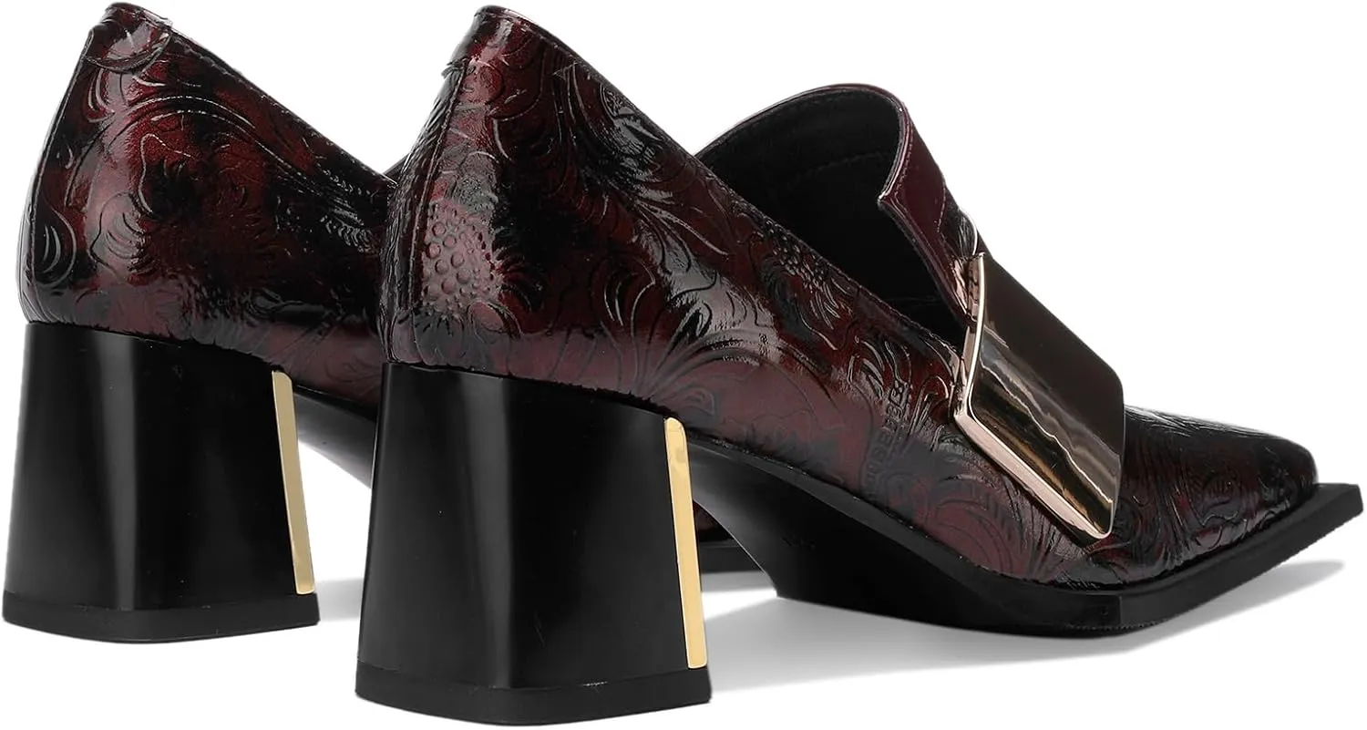 Loafers for Women Patent Leather Buckle Square Toe Chunky Block Dress Slip On Wide Casual Comfortable Dressy High Heels Ladies Comfort Moccasins Elegantes 2 Inch Shoes