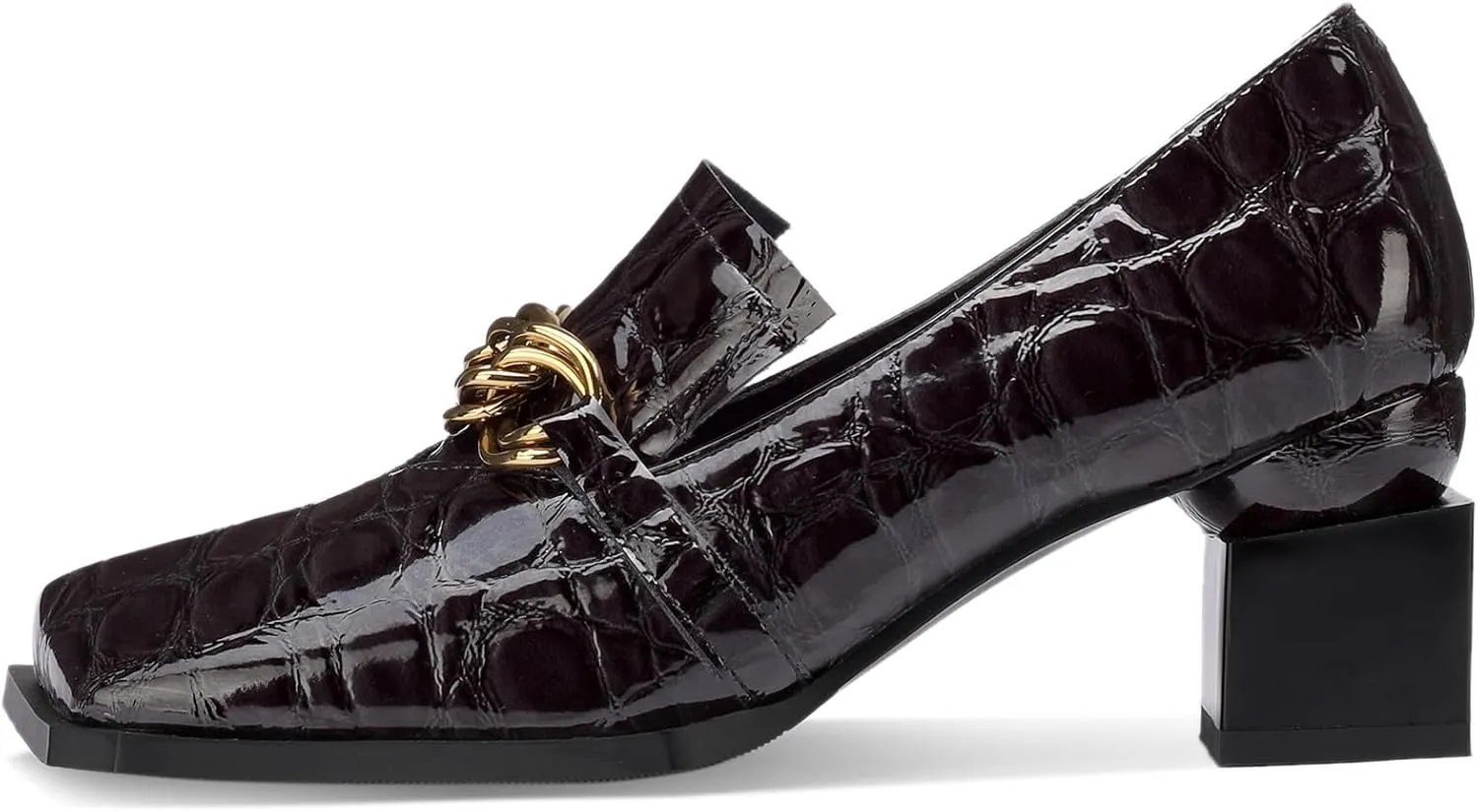 Loafers for Women Patent Leather Buckle Square Toe Chunky Block Dress Slip On Wide Casual Comfortable Dressy High Heels Ladies Comfort Moccasins Elegantes 2 Inch Shoes
