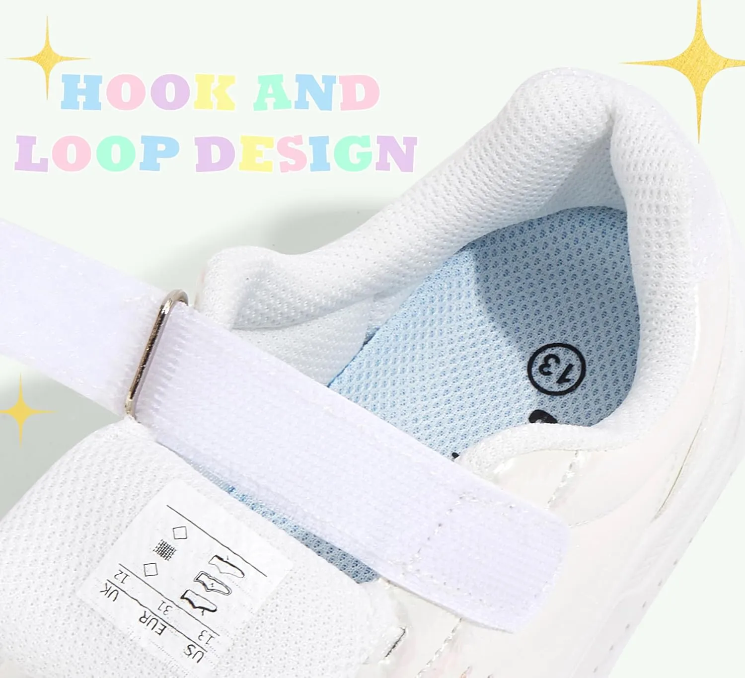 LUCKY STEP Kid's Glitter Walking Shoes Shiny Sparkly Sequins Fashion Sneakers Hook and Loop Athletic Unisex-Child Casual Running for Children/Boys/Girls