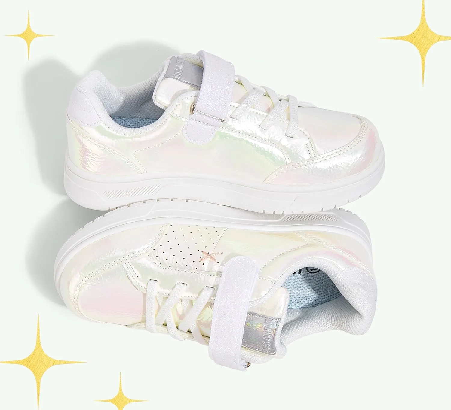 LUCKY STEP Kid's Glitter Walking Shoes Shiny Sparkly Sequins Fashion Sneakers Hook and Loop Athletic Unisex-Child Casual Running for Children/Boys/Girls