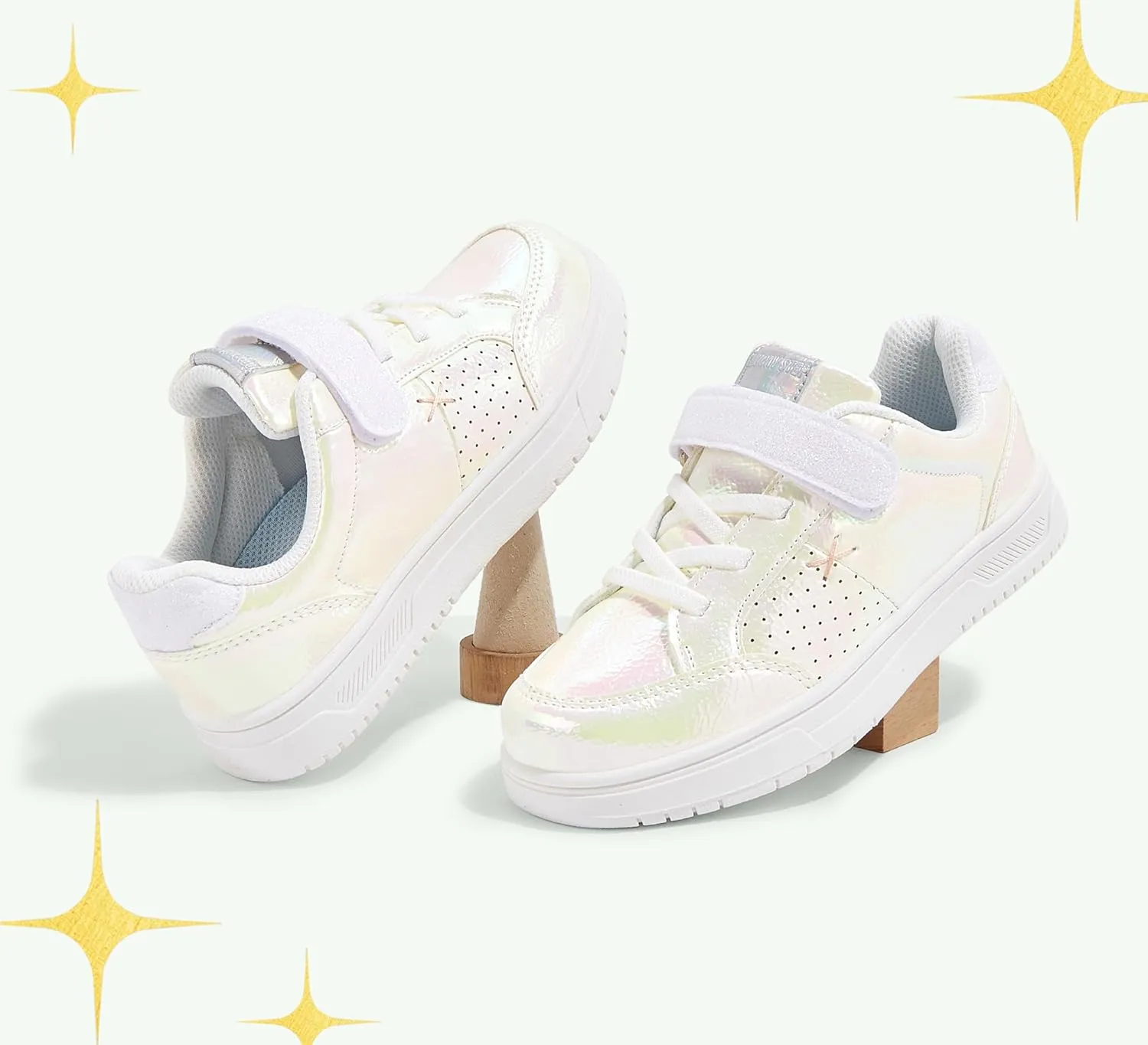 LUCKY STEP Kid's Glitter Walking Shoes Shiny Sparkly Sequins Fashion Sneakers Hook and Loop Athletic Unisex-Child Casual Running for Children/Boys/Girls