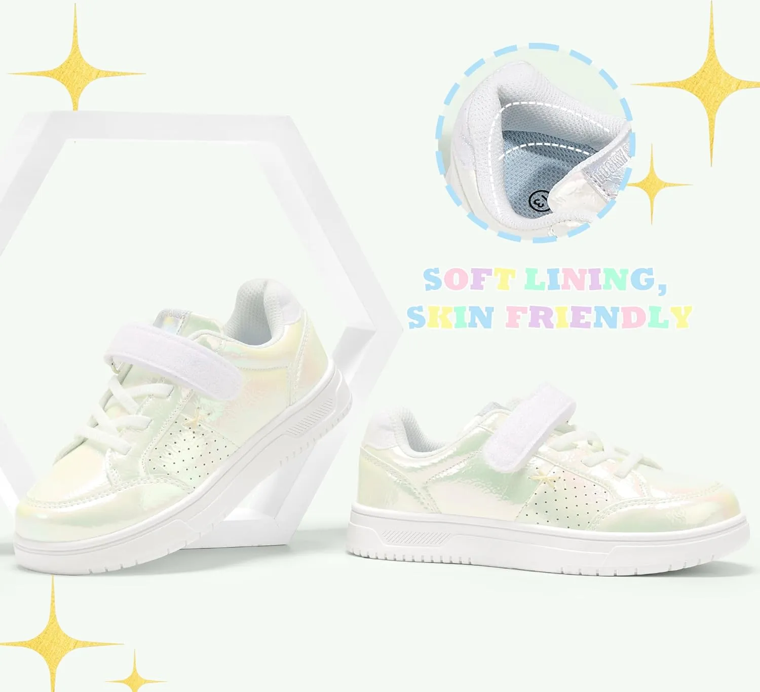 LUCKY STEP Kid's Glitter Walking Shoes Shiny Sparkly Sequins Fashion Sneakers Hook and Loop Athletic Unisex-Child Casual Running for Children/Boys/Girls