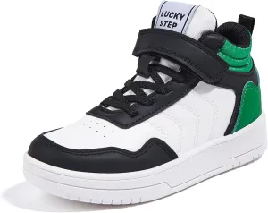 LUCKY STEP Kids High Top Sneakers Fashion Basketball Tennis Shoes Skyhigh Running Sports Ankle Boots Hook and Loop Casual Walking Shoe for Boys Girls