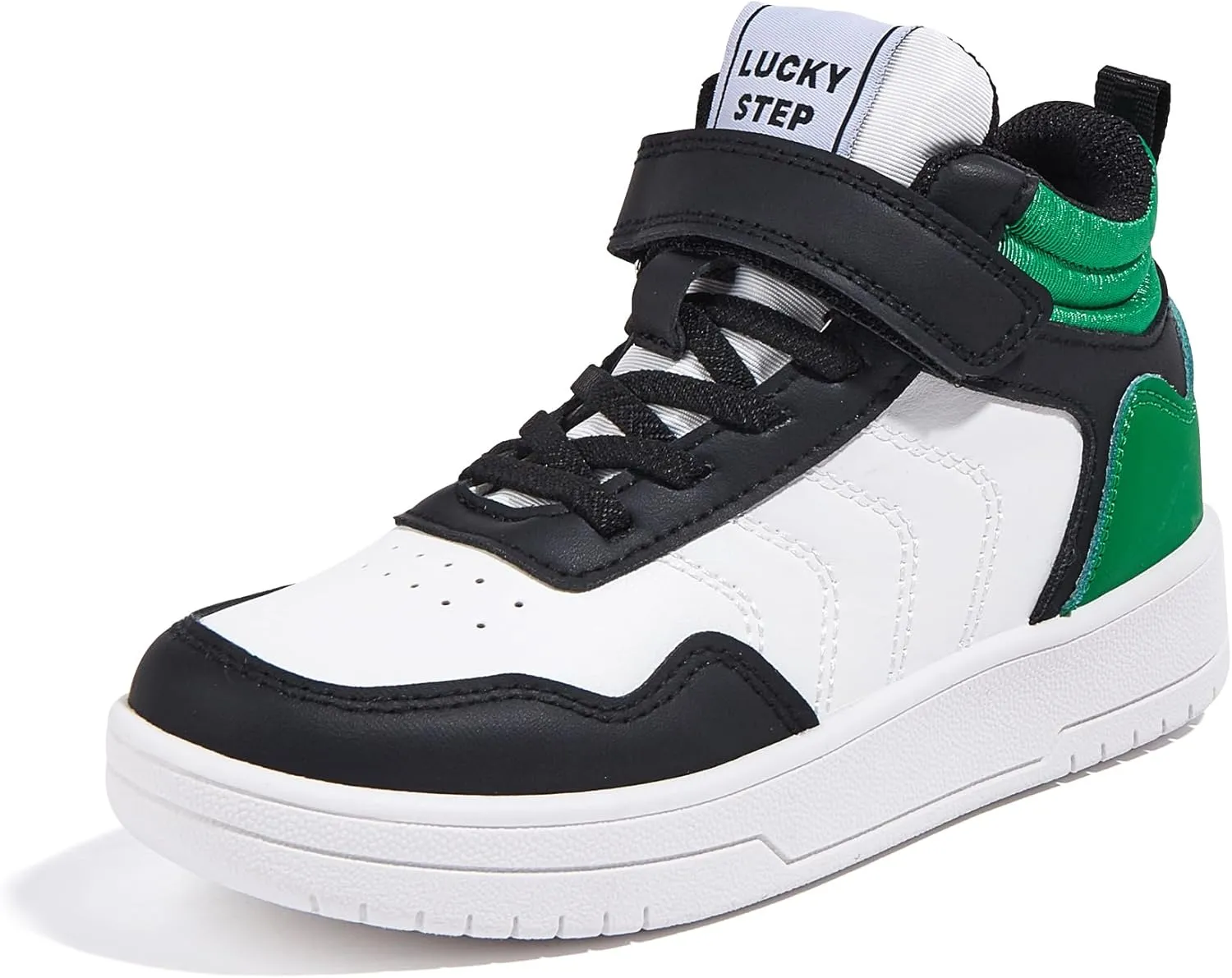 LUCKY STEP Kids High Top Sneakers Fashion Basketball Tennis Shoes Skyhigh Running Sports Ankle Boots Hook and Loop Casual Walking Shoe for Boys Girls