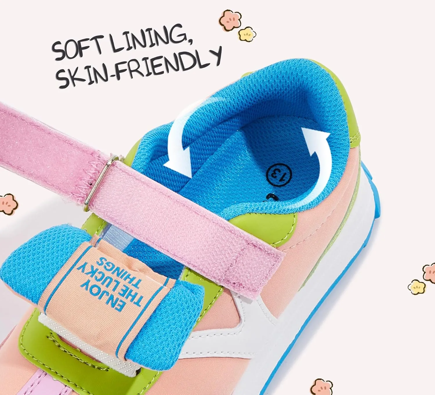 LUCKY STEP Kids Sneakers for Girls Boys Colorful Storybook Lightweight Running Shoes Hook and Loop Walking Anti-Slip Casual Shoes Athletic Unisex-Child Toddler