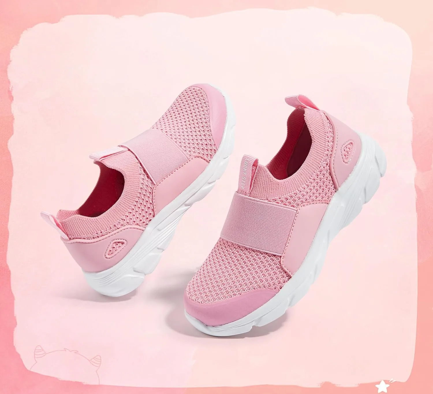LUCKY STEP Little Kids Sneakers Breathable Mesh Walking Shoes Slip On Lightweight Athletic Trainers for Boys Girls
