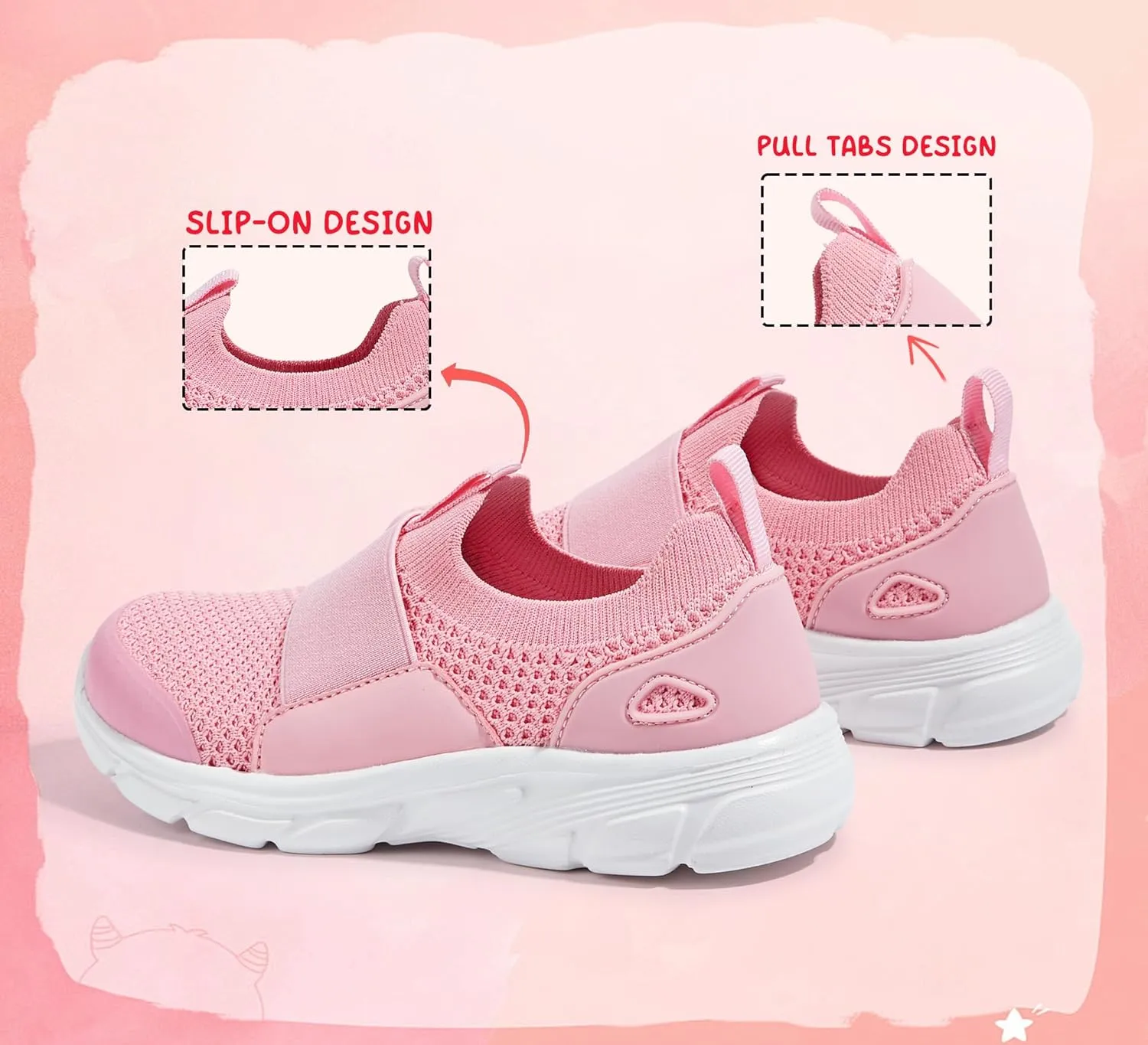 LUCKY STEP Little Kids Sneakers Breathable Mesh Walking Shoes Slip On Lightweight Athletic Trainers for Boys Girls