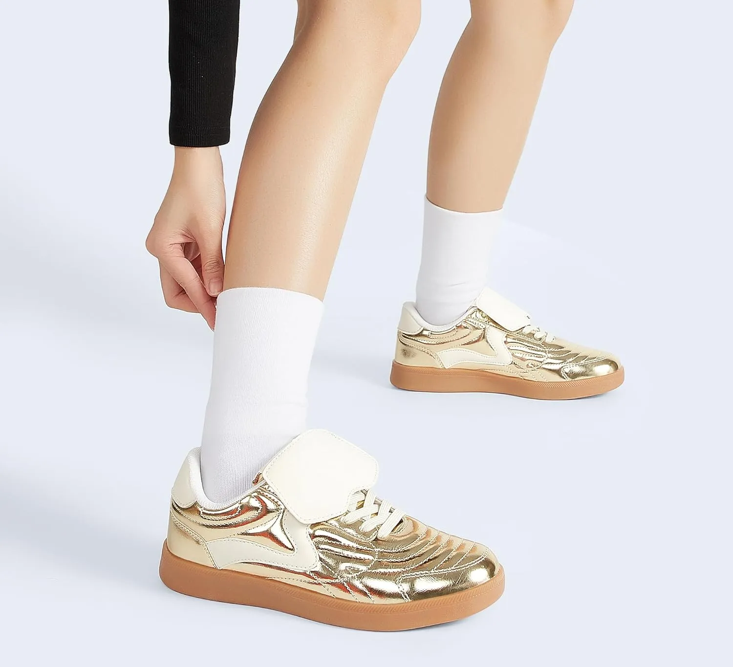 LUCKY STEP Women's Gum Sole Fashion Sneakers Classic Retro Fancy Casual Leisure Tennis Walking Skate Shoes